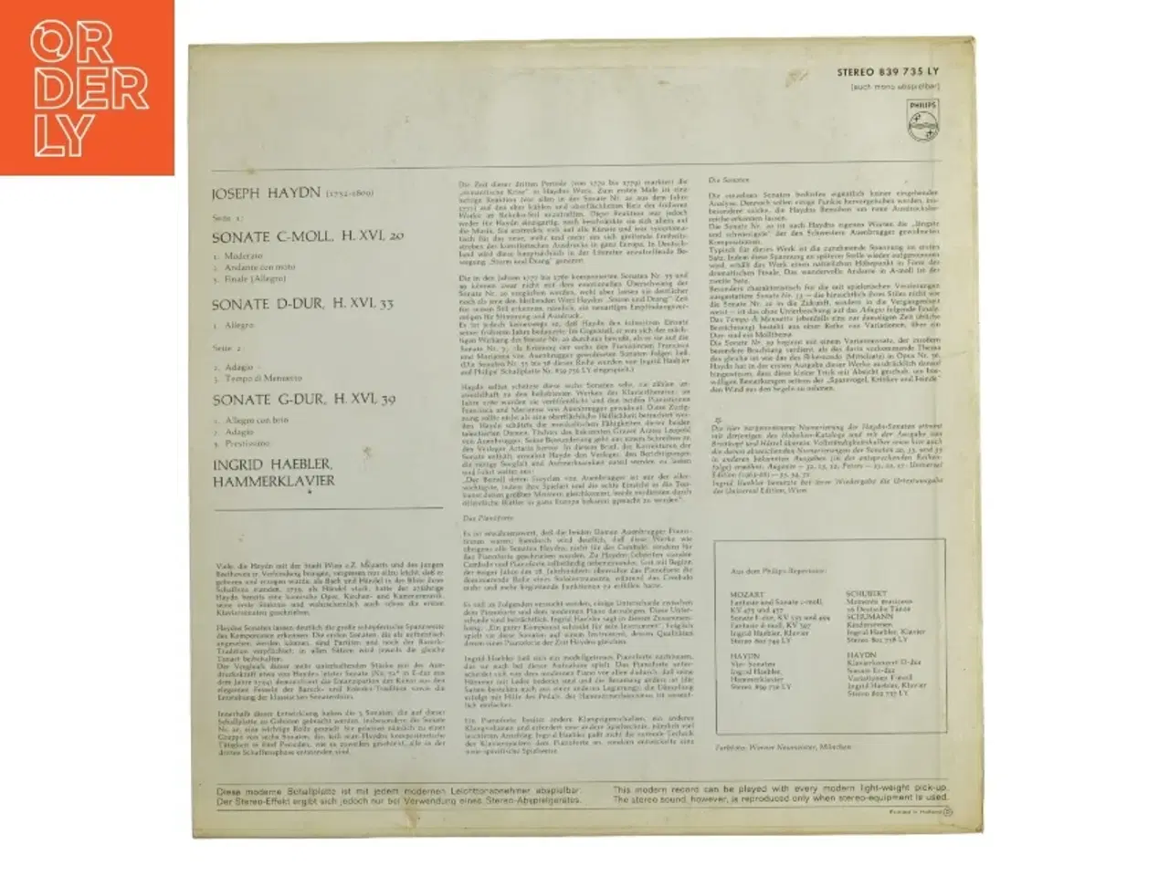 Billede 2 - Haydn Sonater Vinylplade