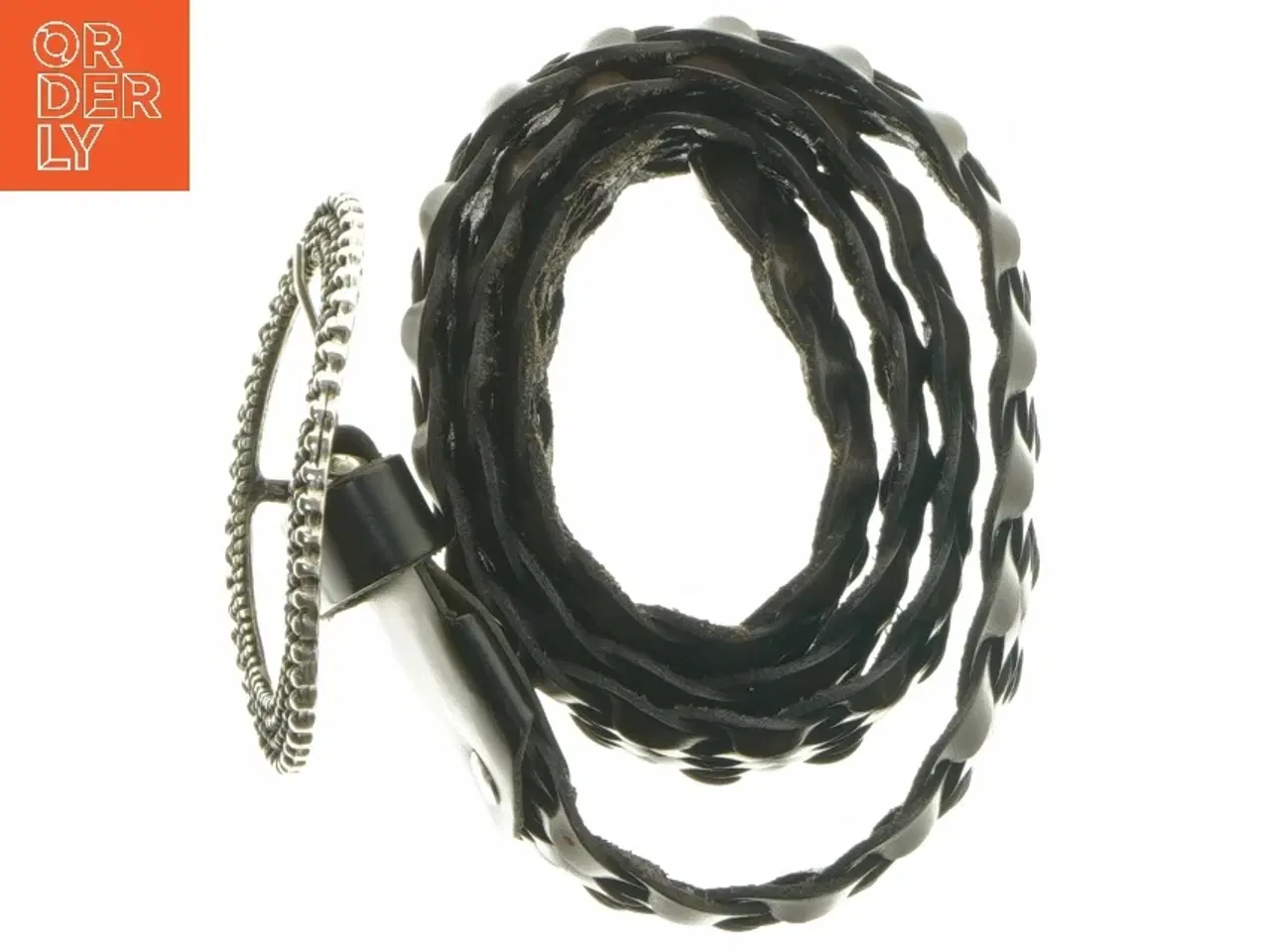 Billede 3 - Flettet læderbælte (str. 103 cm)