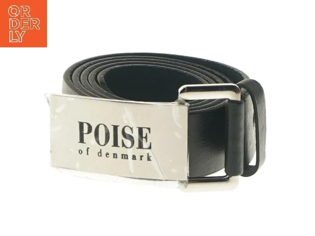 Billede 1 - Sort læderbælte med spænde fra Poise (str. 125 cm)