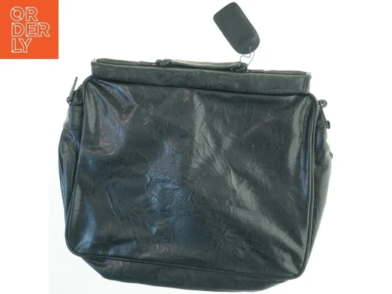 Billede 3 - Sort skuldertaske i læder (str. 44x38 cm)