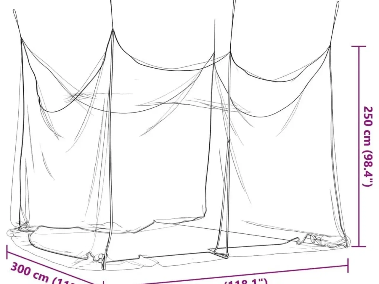 Billede 8 - Myggenet til indendørs og udendørs 300x300x250 cm trådnet hvid