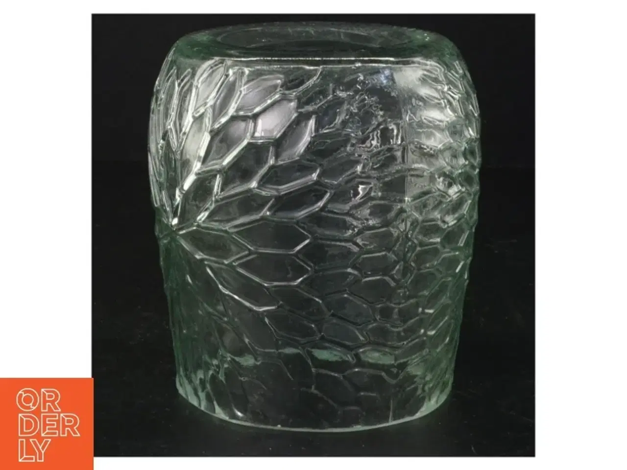 Billede 2 - Presset Glas vase i smukt Is Krystal mønster  (str. 12 x ø, 10 cm)
