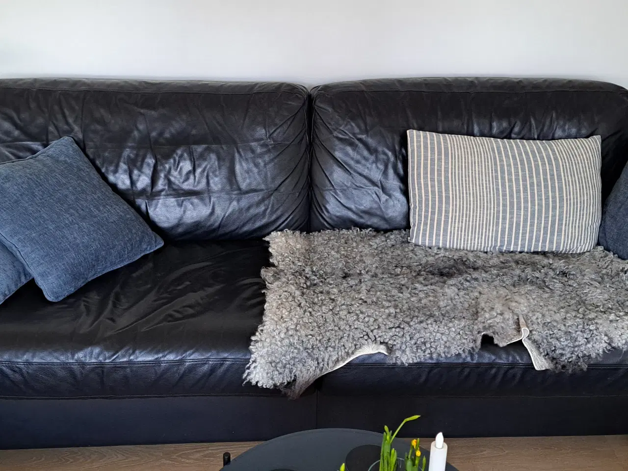 Billede 1 - Sofa, sort læder 