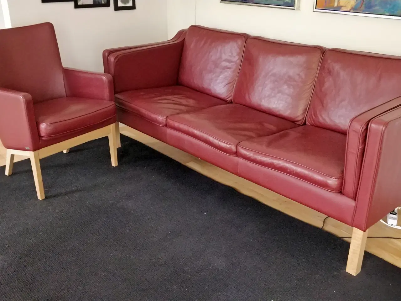 Billede 2 - Læder sofa og stol 