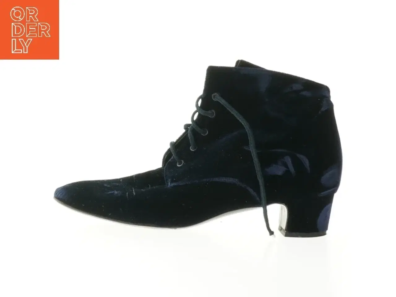 Billede 1 - Blå velour damestøvler med snøre fra Emma Hope (str. 39)