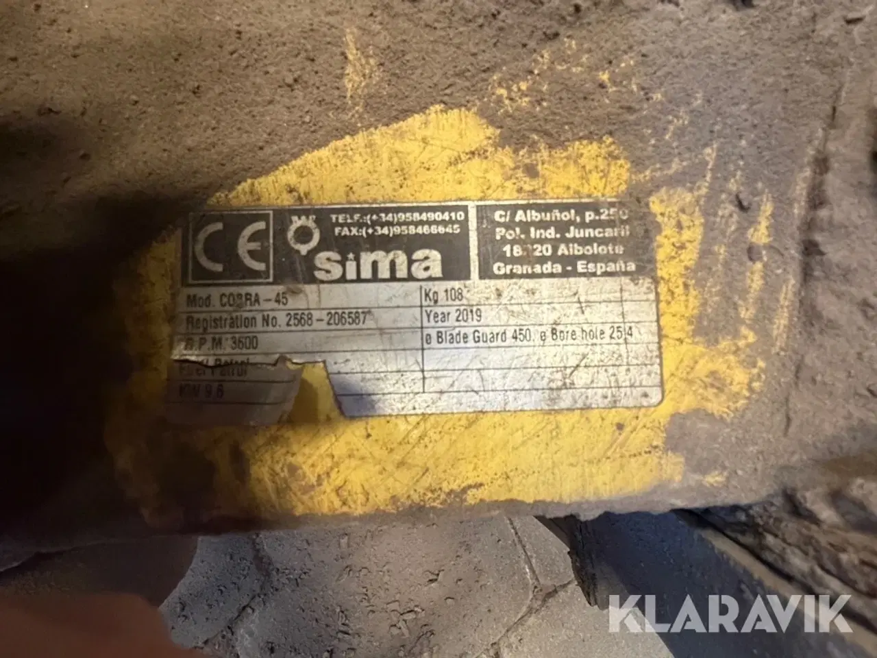 Billede 10 - Gulvsav / betonskærer SIMA Cobra 45