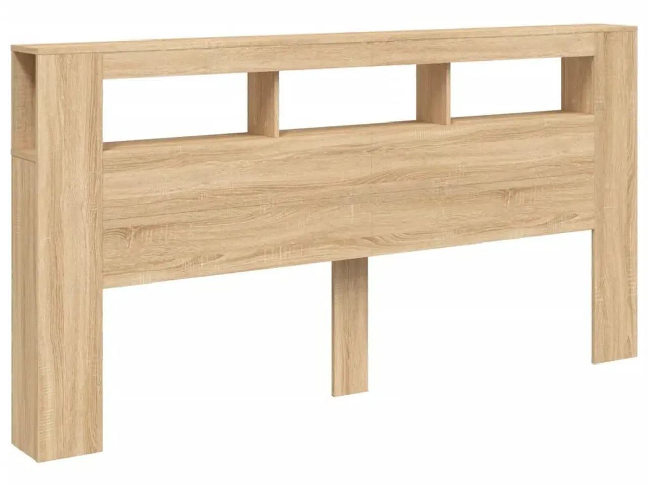 Billede 3 - Sengegavl 200x18,5x103,5 cm LED-lys konstrueret træ sonoma-eg