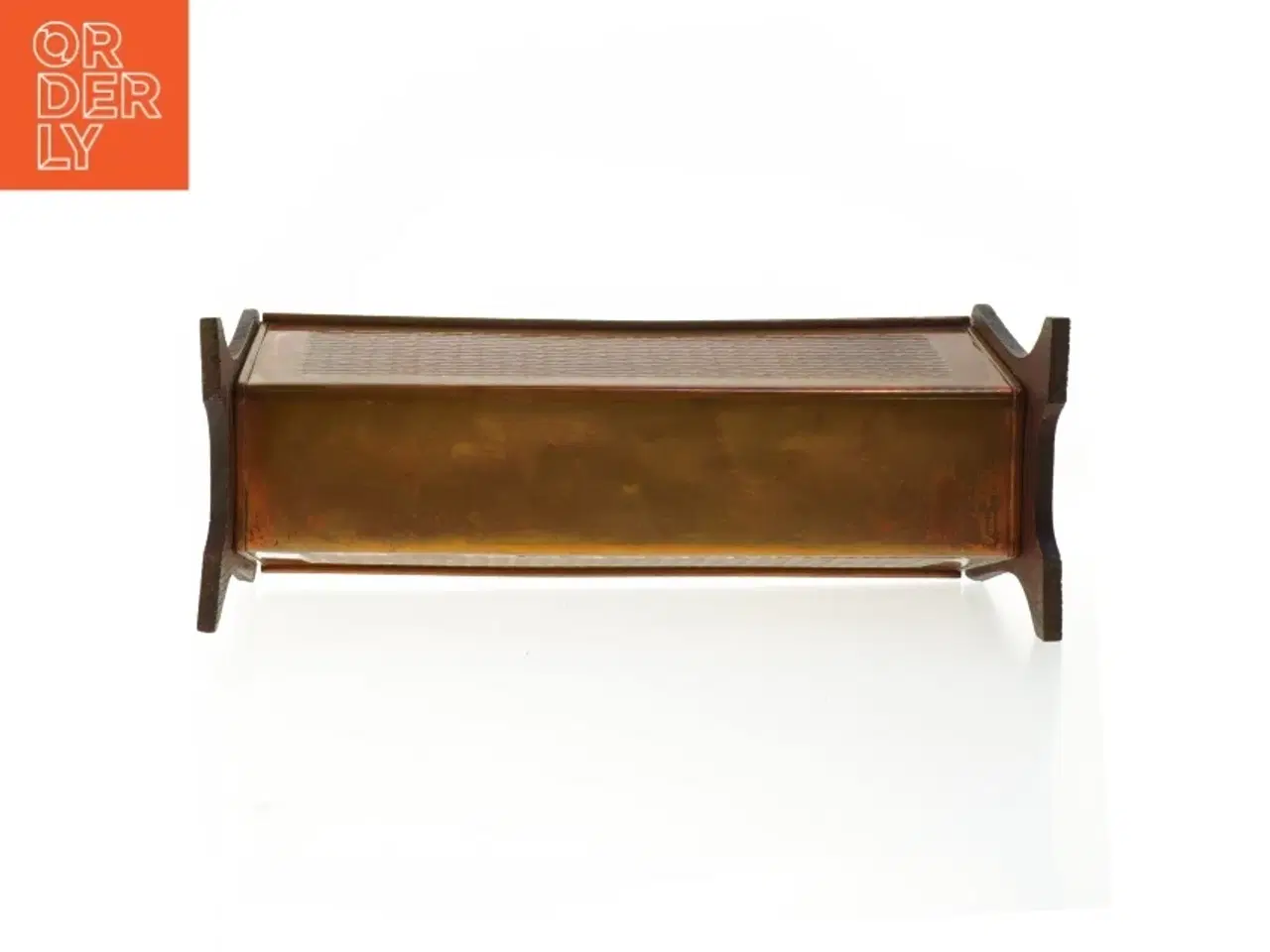 Billede 3 - Retro Teak og Kobber metal kurv (str. 29 cm)