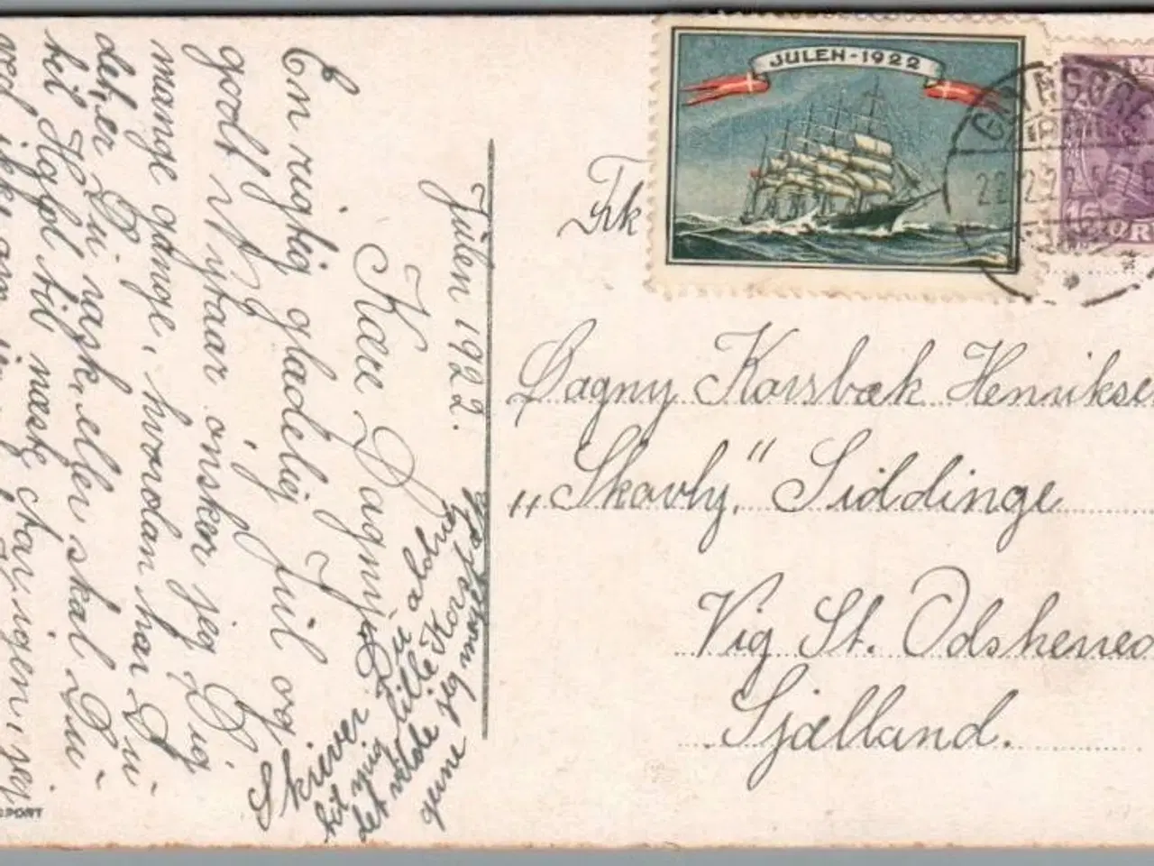 Billede 1 - Julemærke 1922 på Postkort