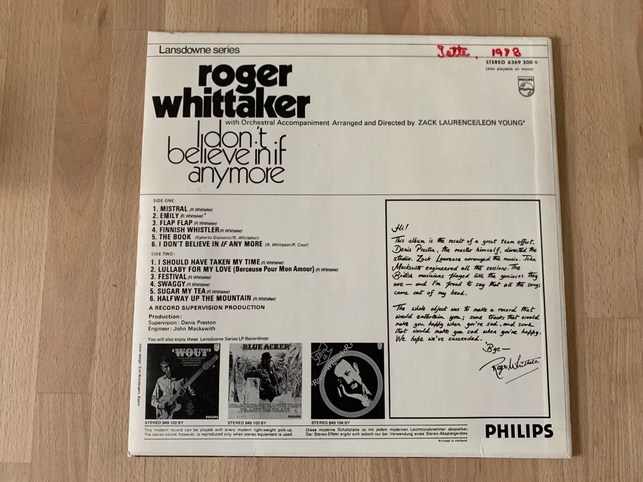 Billede 2 - LP Roger Whitaker: "I don't believe in if anymore"
