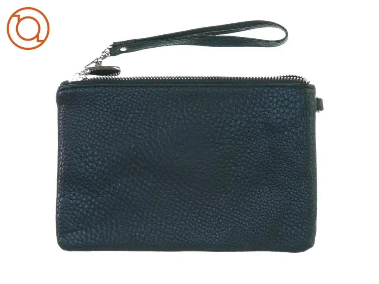 Billede 3 - Sort læderpræget taske clutch Pung med nitter (str. 20 x 12)