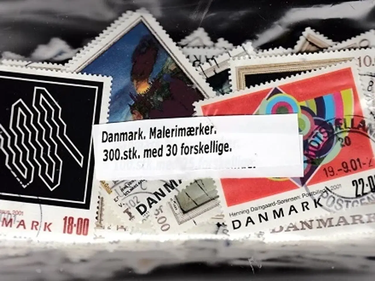 Billede 1 - Danmark. Malerimærker. 300 stk. med 30 forskellige