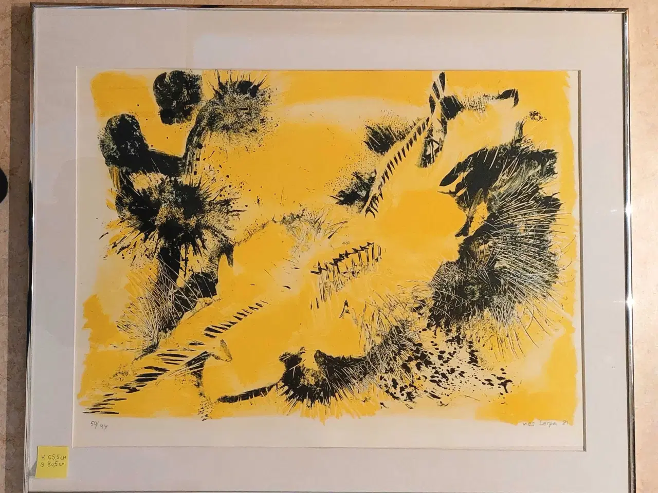 Billede 1 -  nes lerpa litografi 1981, m ramme pænt