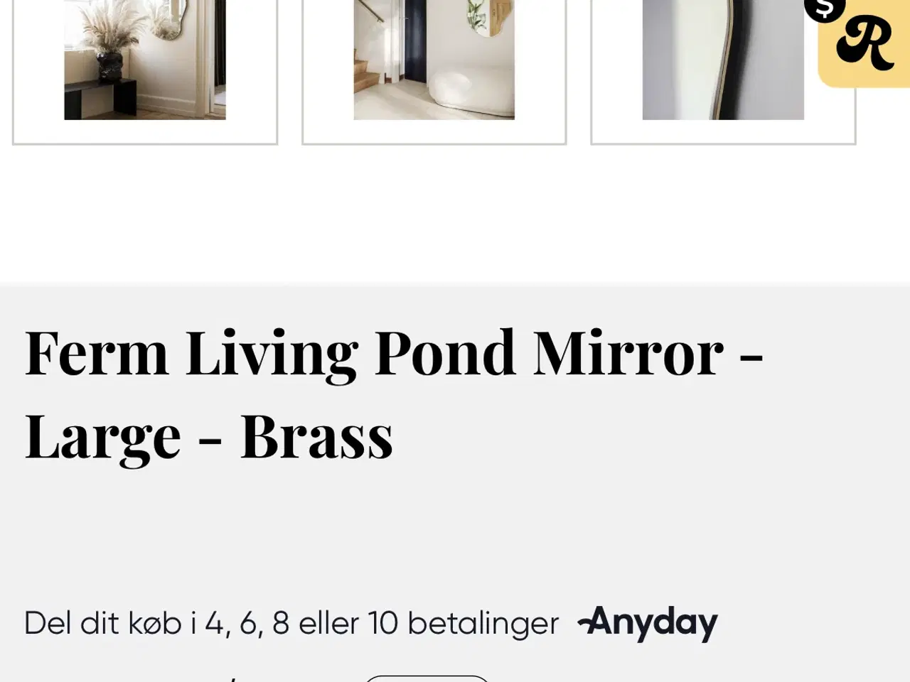 Billede 4 - Spejl large med messing kant fra Ferm Living