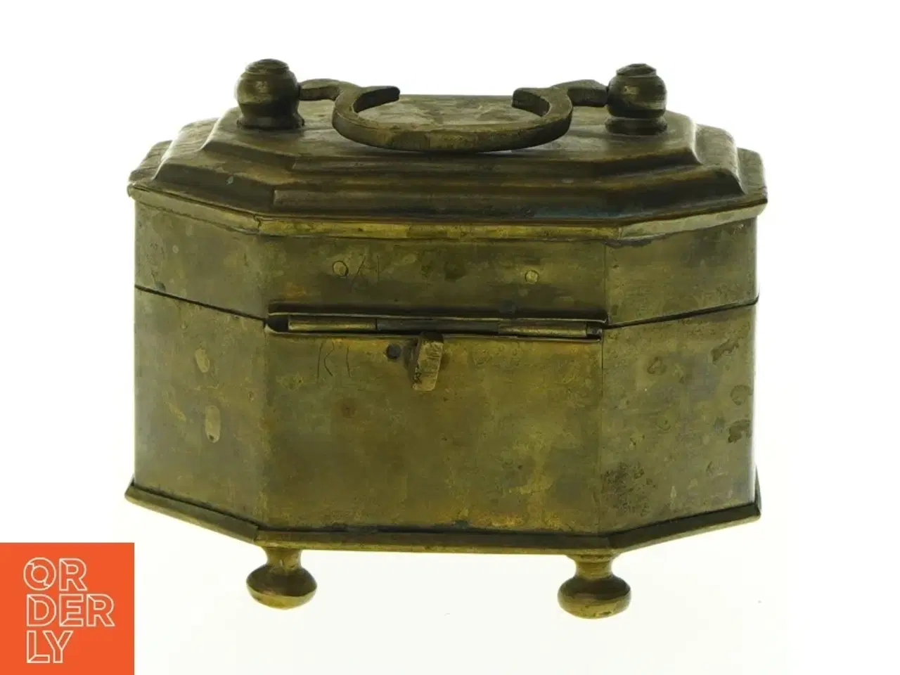 Billede 3 - Antik messing teboks (str. 12 x 9 cm)