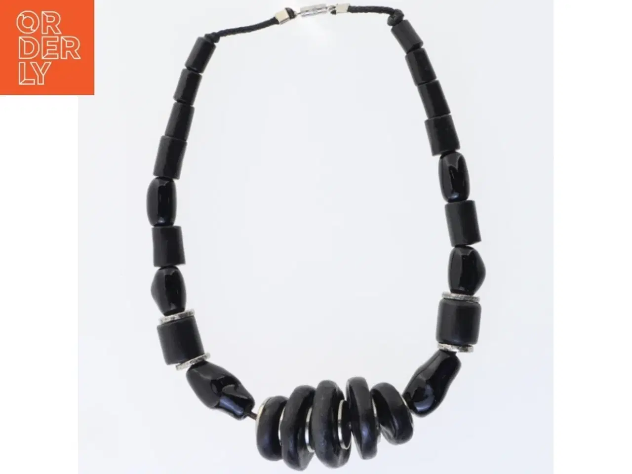 Billede 2 - Sort halskæde med store perler (str. 44 cm)