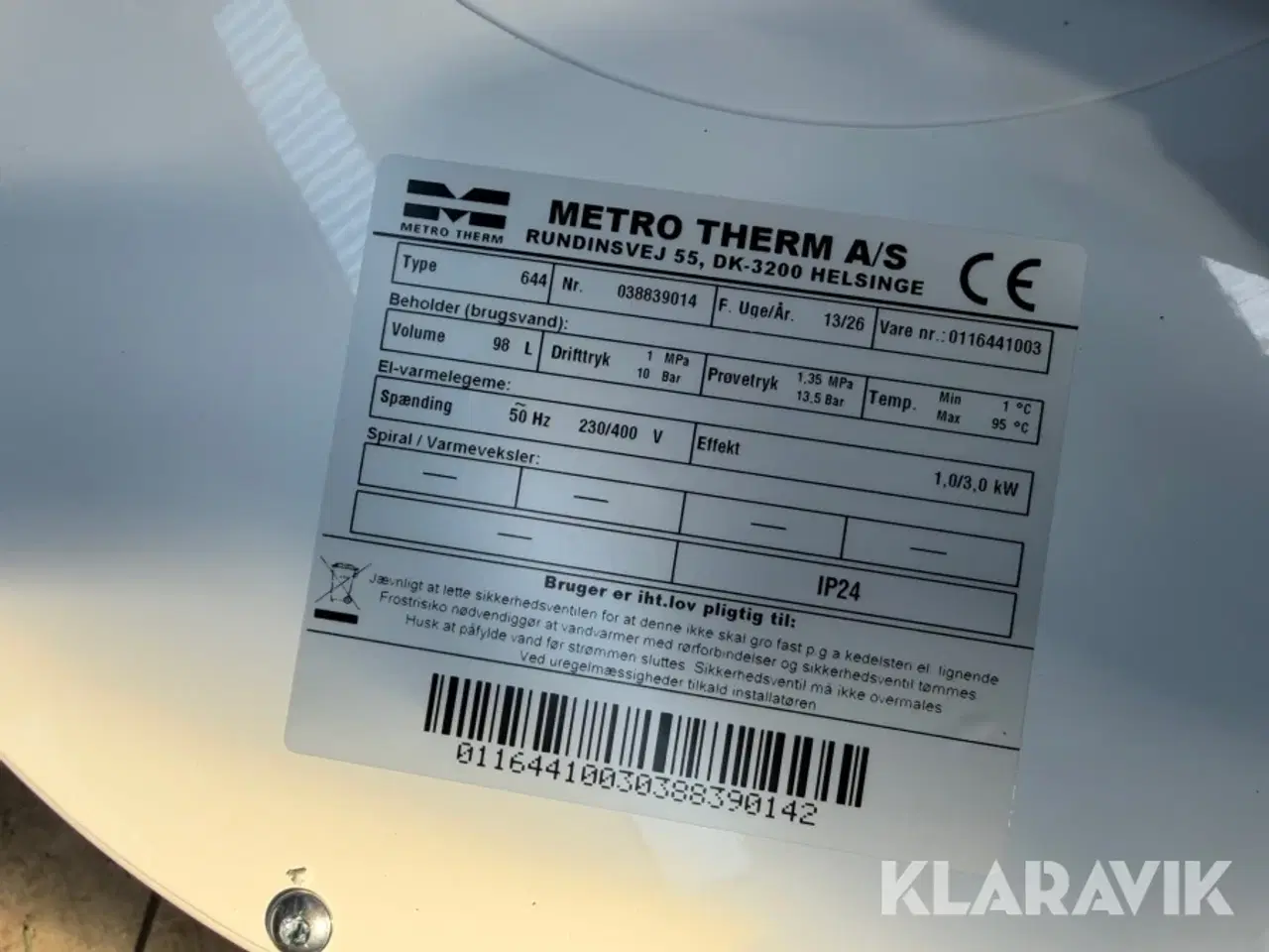 Billede 11 - El-vandvarmere Metro Therm Type 644 5-65gr 110L - 2 styk
