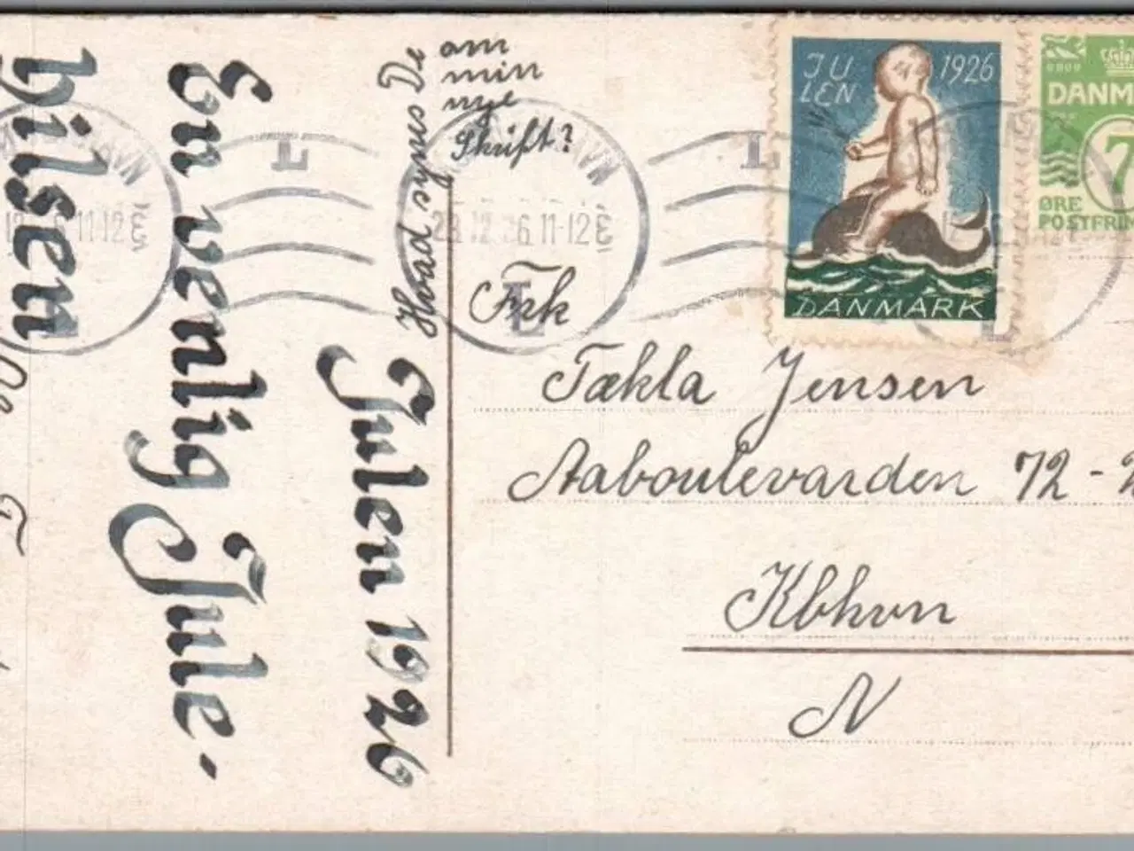 Billede 1 - Julemærke 1926 på Postkort