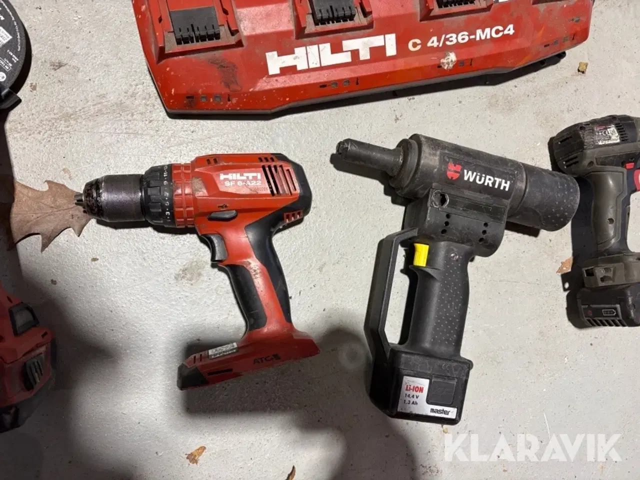 Billede 11 - Stort parti akkuværktøj – Wurth & Hilti – Slagnøgler, boremaskiner, vinkelslibere, batterier & ladere Hilti, Wurth