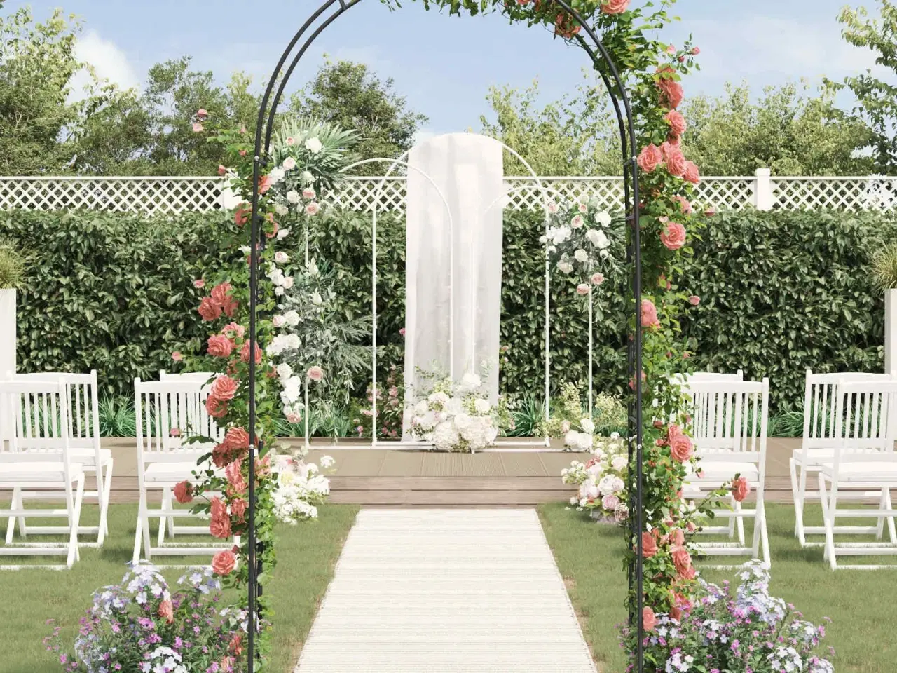 Billede 4 - Havebue Blomstret Sort