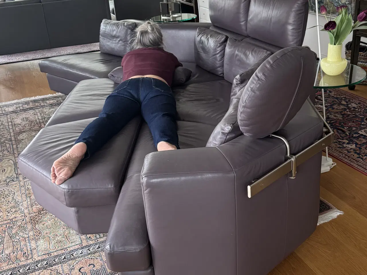 Billede 3 - Rolf Benz modulsofa i grålilla læder RB200FT 