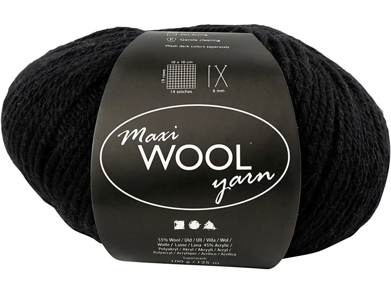 Billede 1 - Uldgarn, L: 125 M, sort, 100g/ 1 ngl.