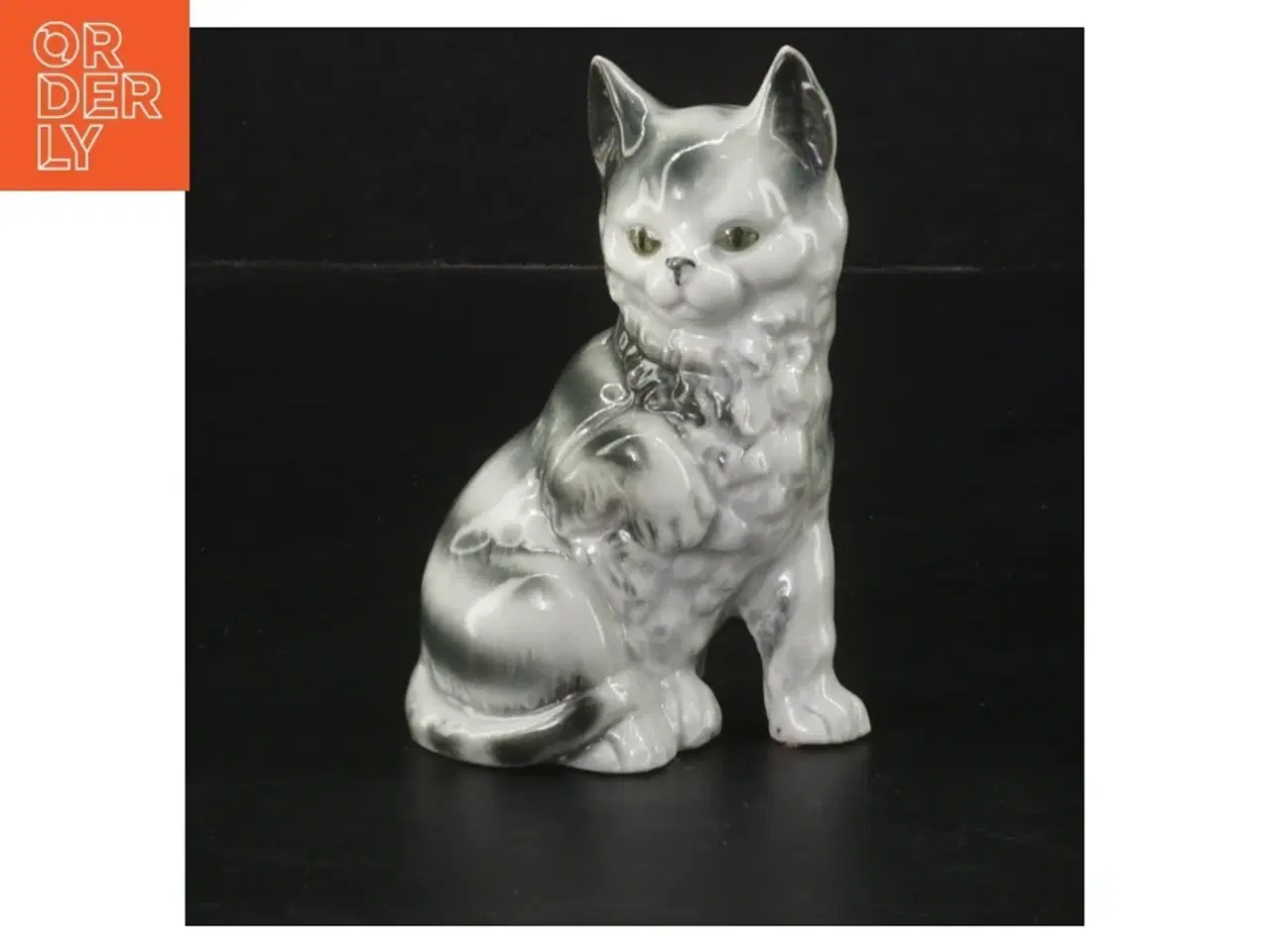Billede 1 - Porcelænsfigur af kat (str. 11 cm)