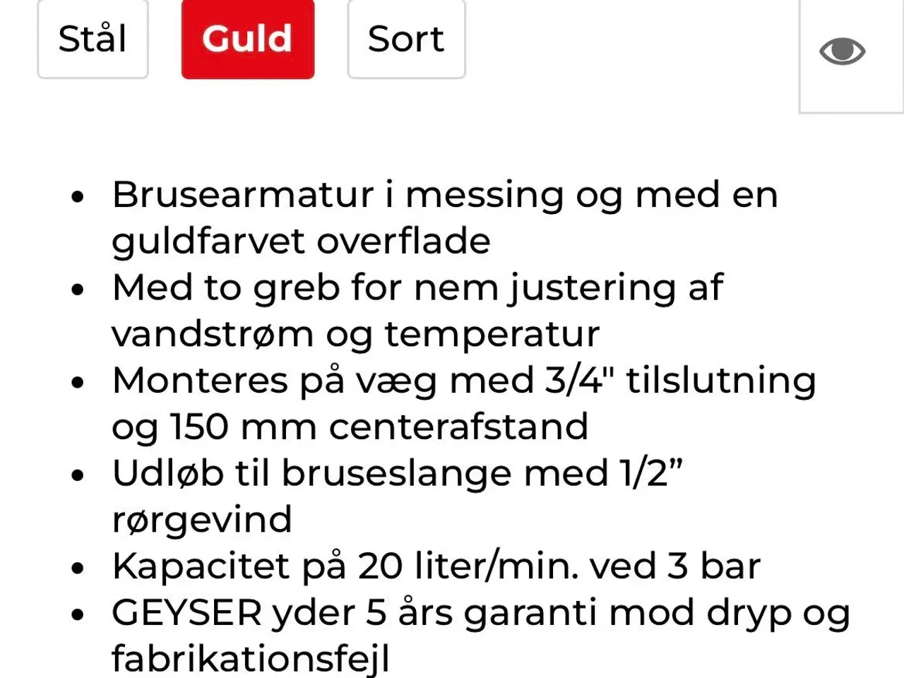 Billede 4 - Geyser Brusearmatur i messing