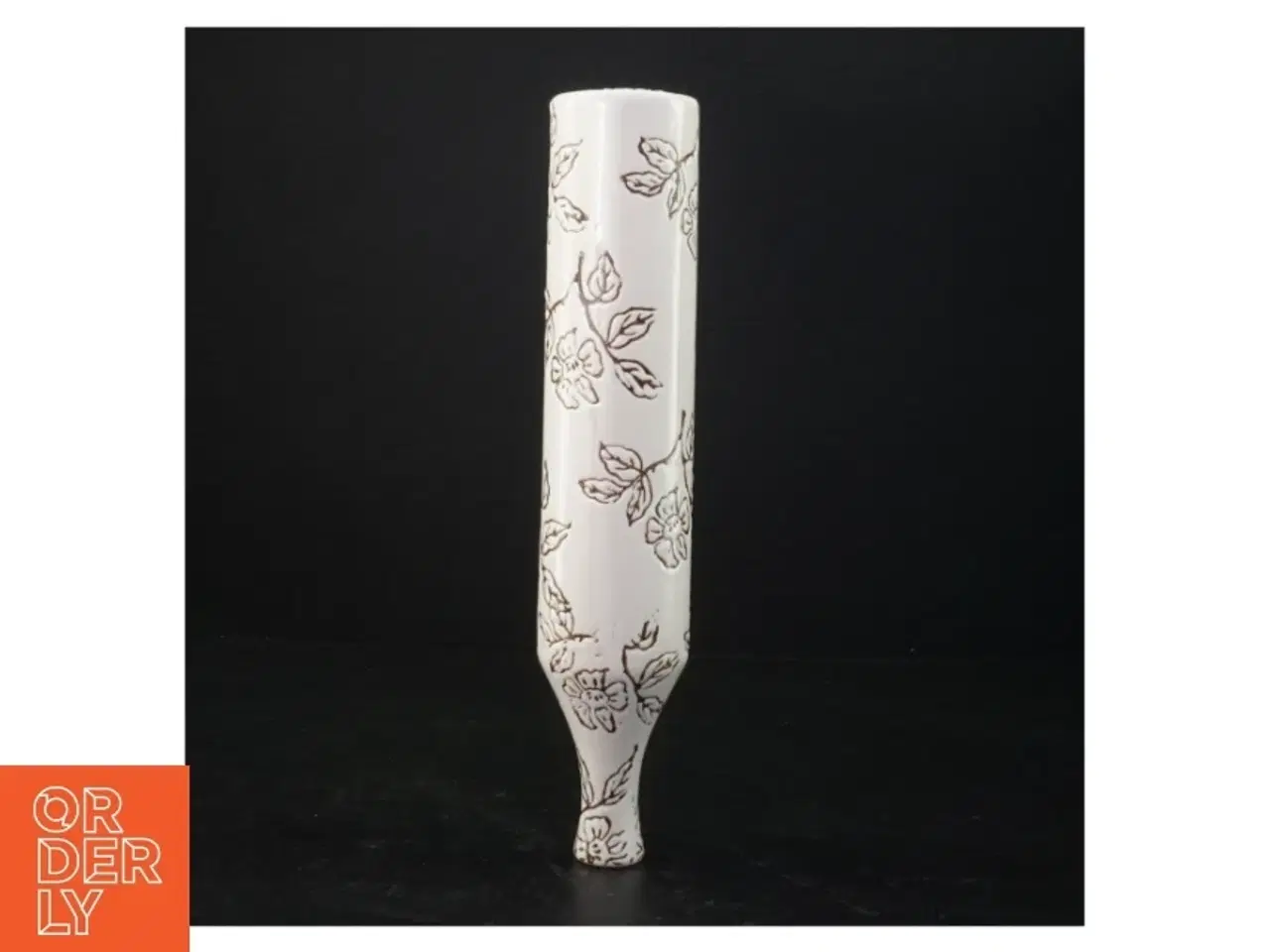 Billede 4 - Dekorativ keramik vase med blomstermotiv (str. 28 x 5 ,5 cm)