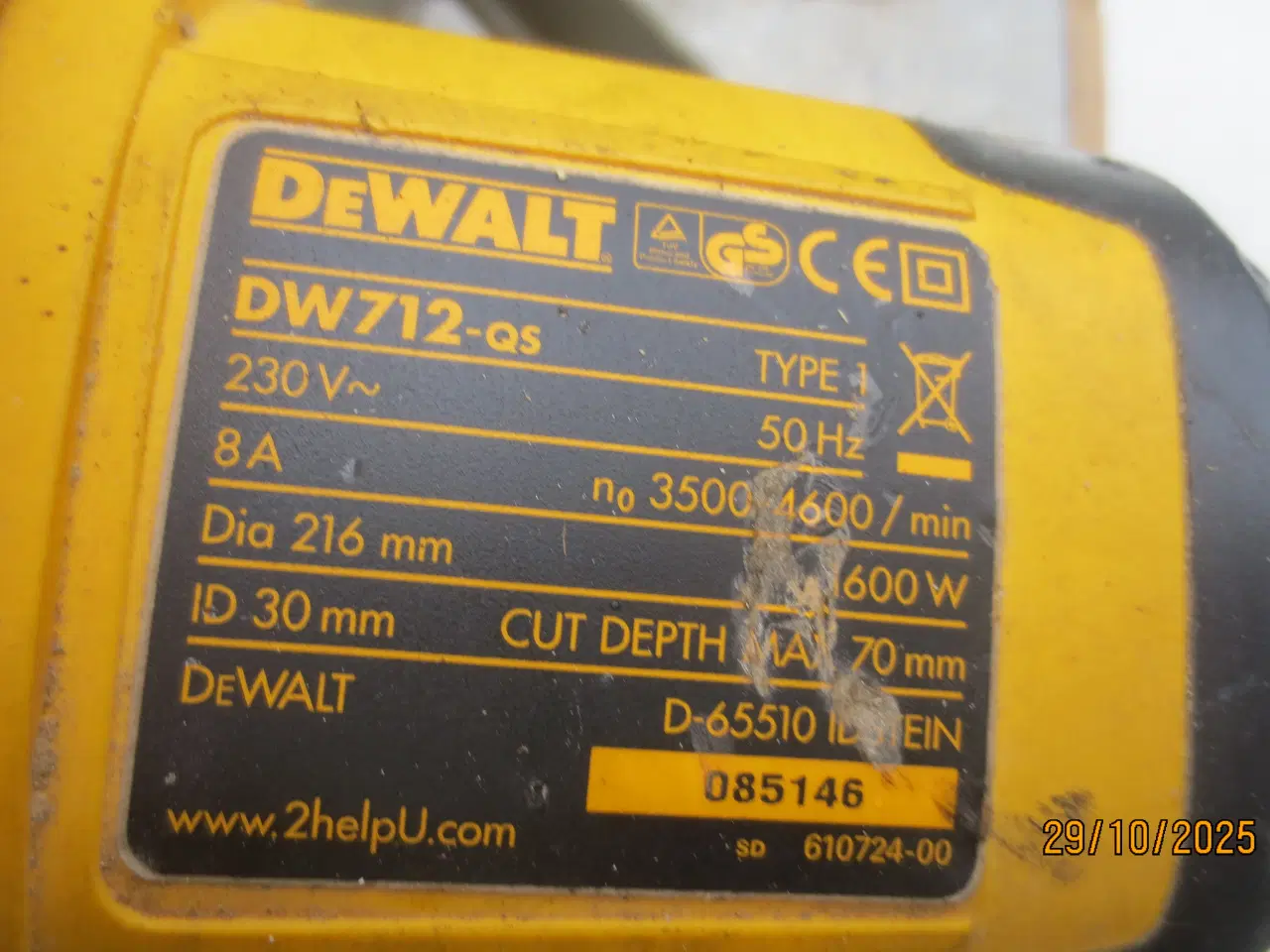 Billede 5 - 1 stk De Walt DW712-QS Kapsav