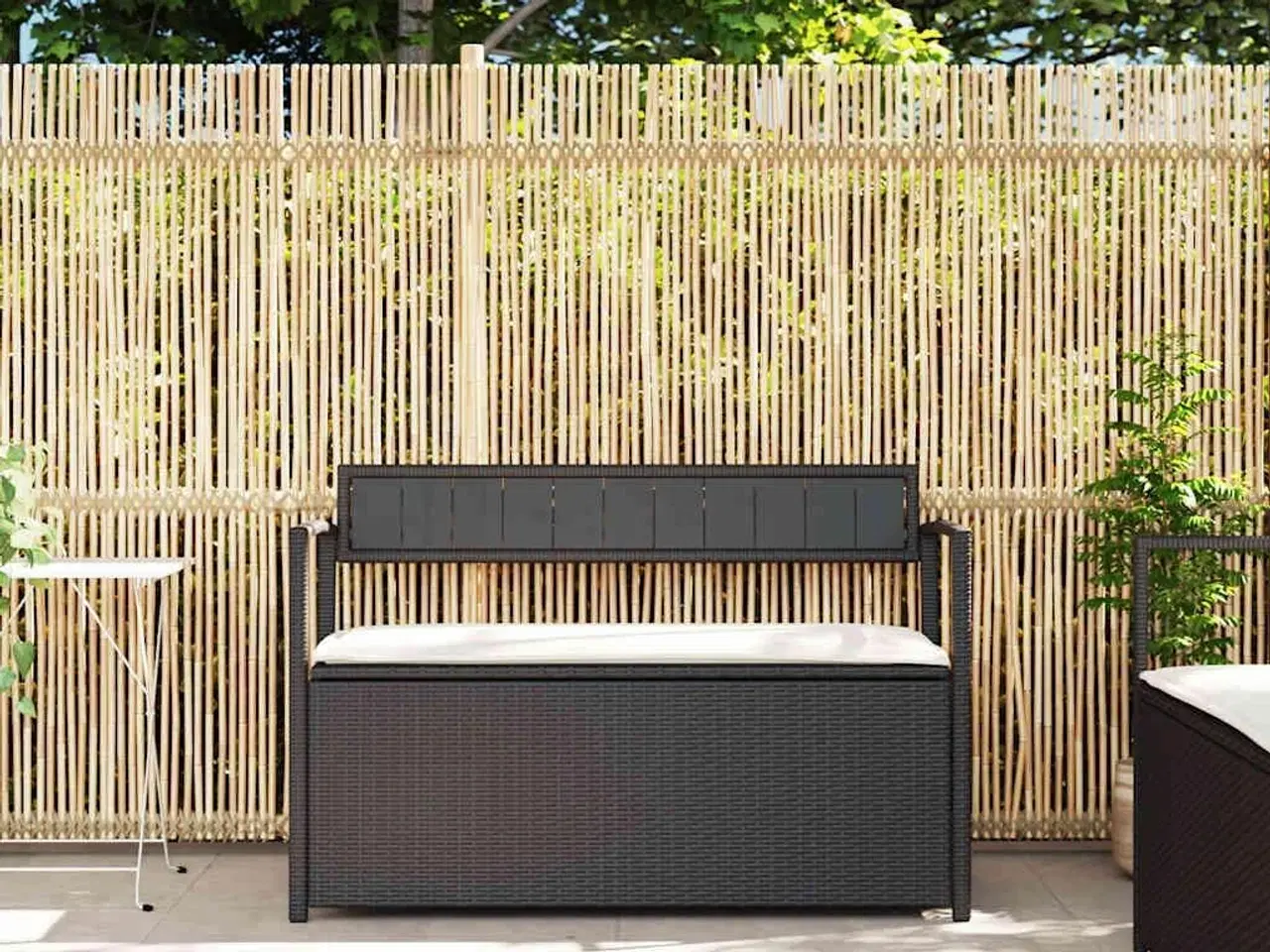 Billede 3 - Opbevaringsbænk til haven med hynde polyrattan sort