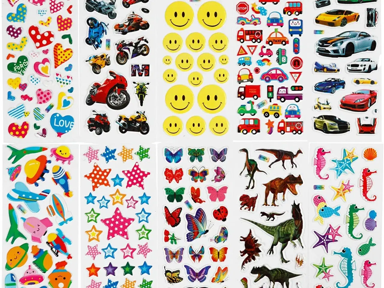 Billede 1 - 3D Stickers 7x17 cm - 20 ark selvklæbende klistermærker