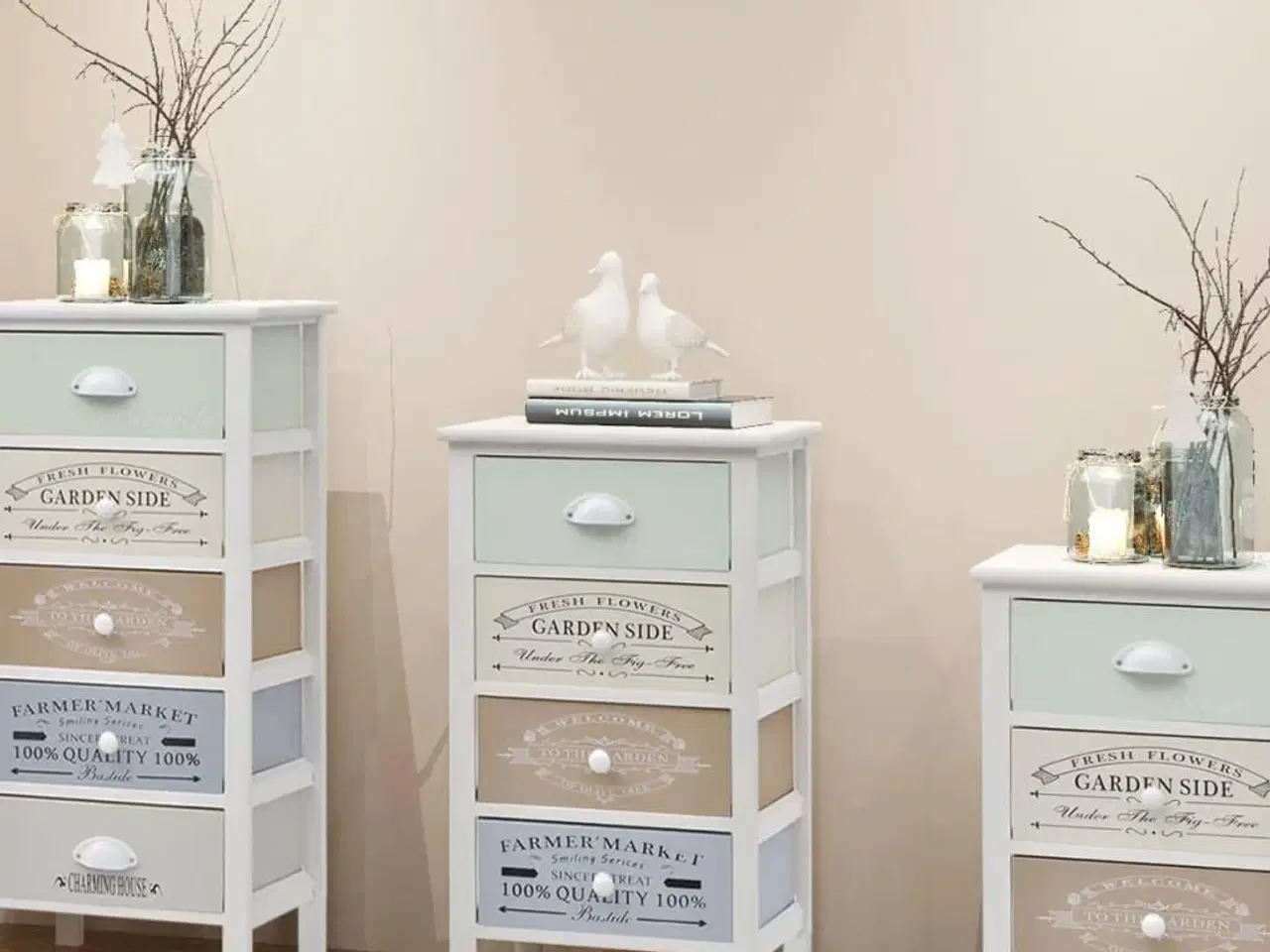 Billede 1 - Fransk skuffeskab 4 skuffer træ