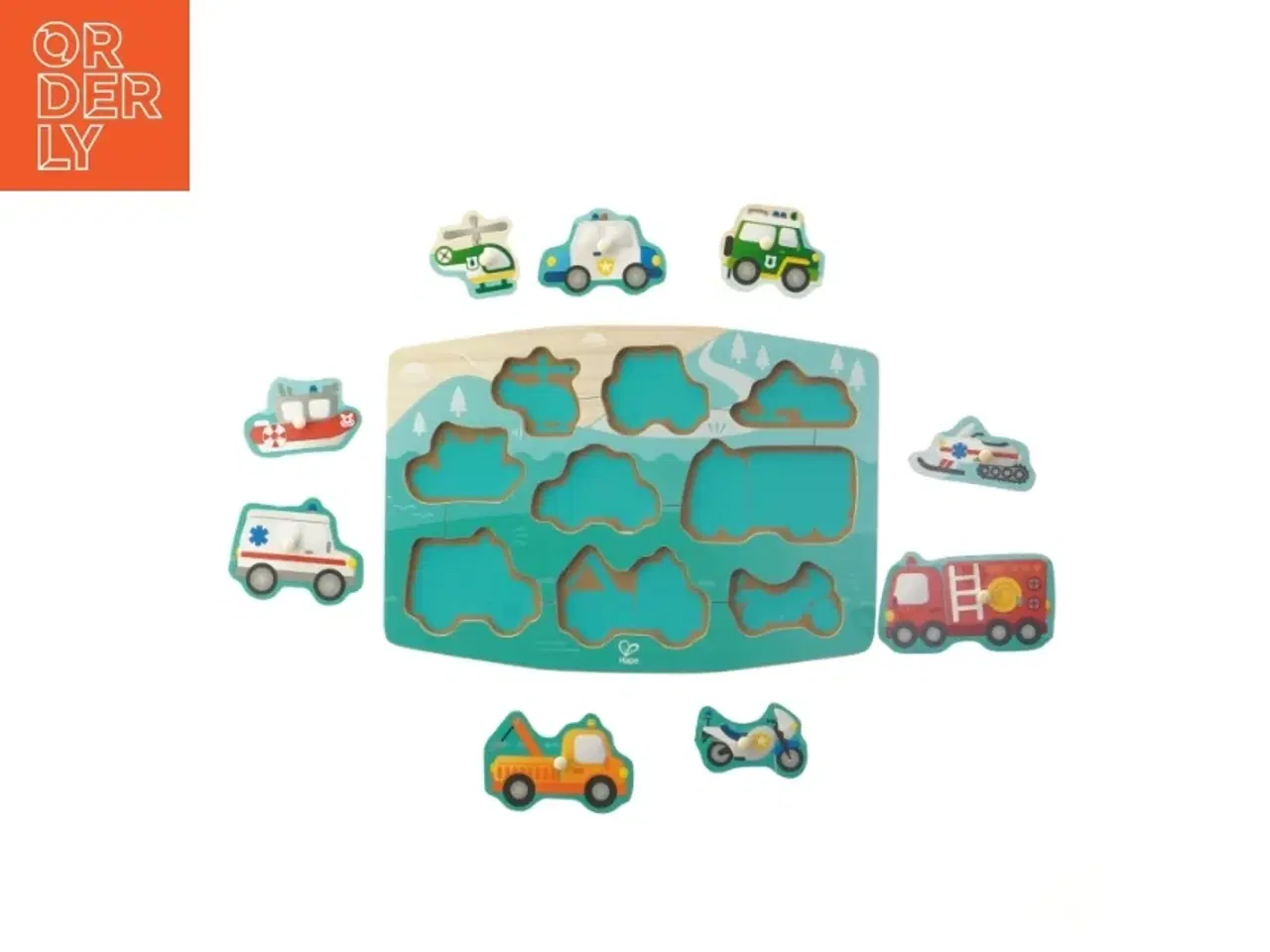 Billede 2 - Træ puslespil med køretøjer fra Hape (str. 29x20,5 cm)