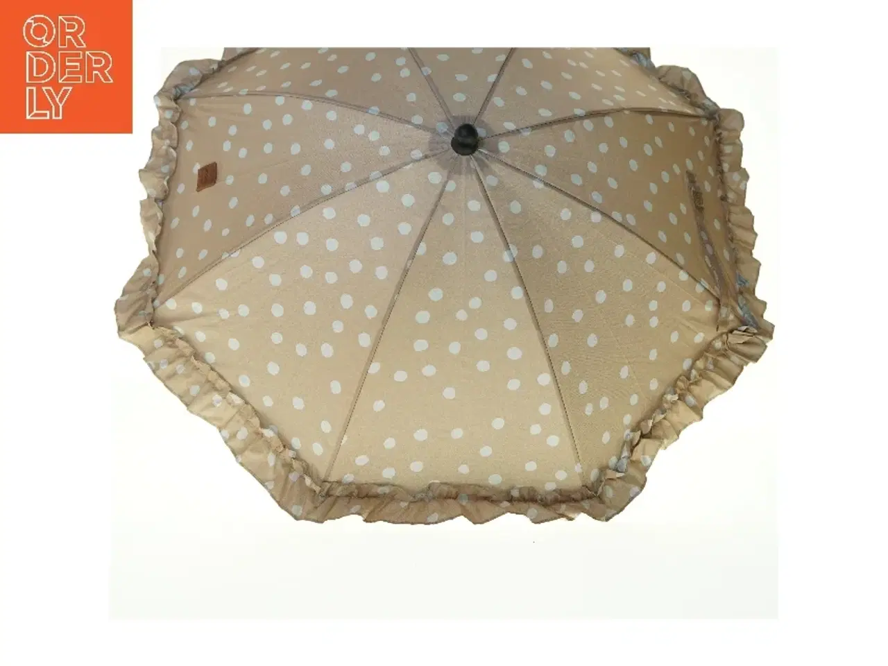 Billede 2 - Beige barnevognsparasol med prikker fra BUDDY AND HOPE (str. Totallængde. 70 cm)