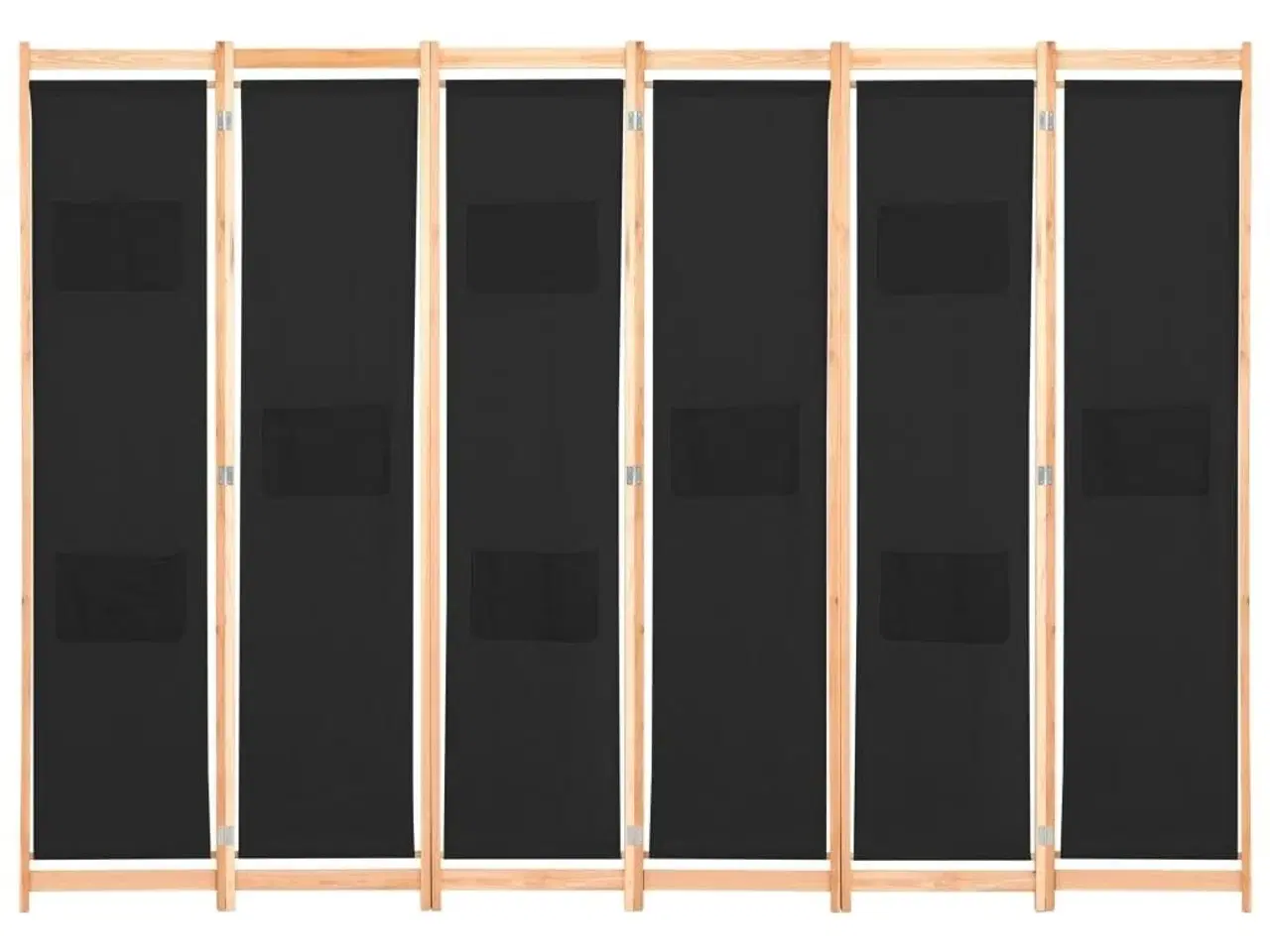 Billede 2 - 6-panels rumdeler 240 x 170 x 4 cm stof sort