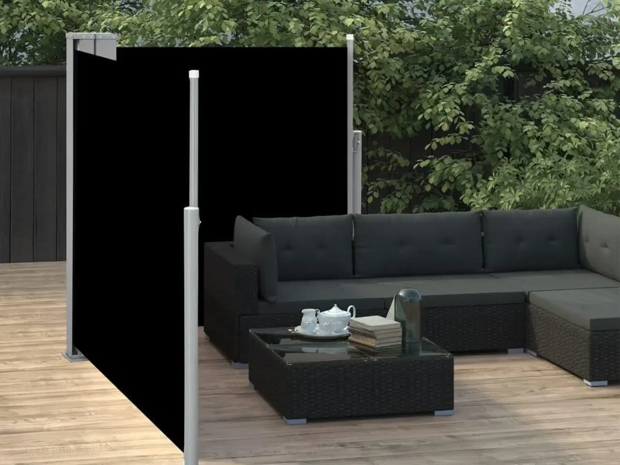 Billede 2 - Sammenrullelig sidemarkise 100 x 600 cm sort