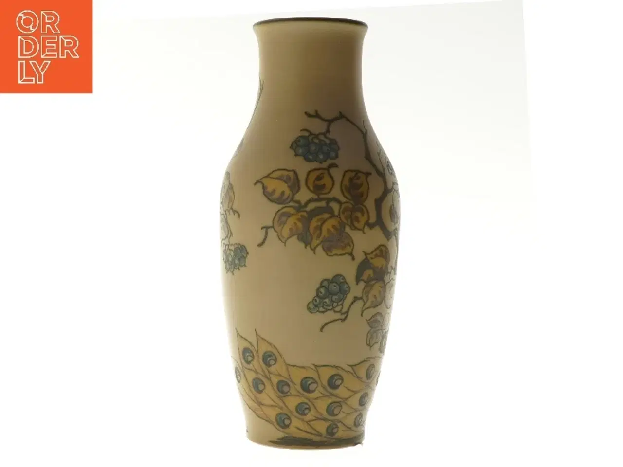 Billede 2 - Dekorativ vase med påfuglemotiv fra L. Hjorth (str. 28 cm)