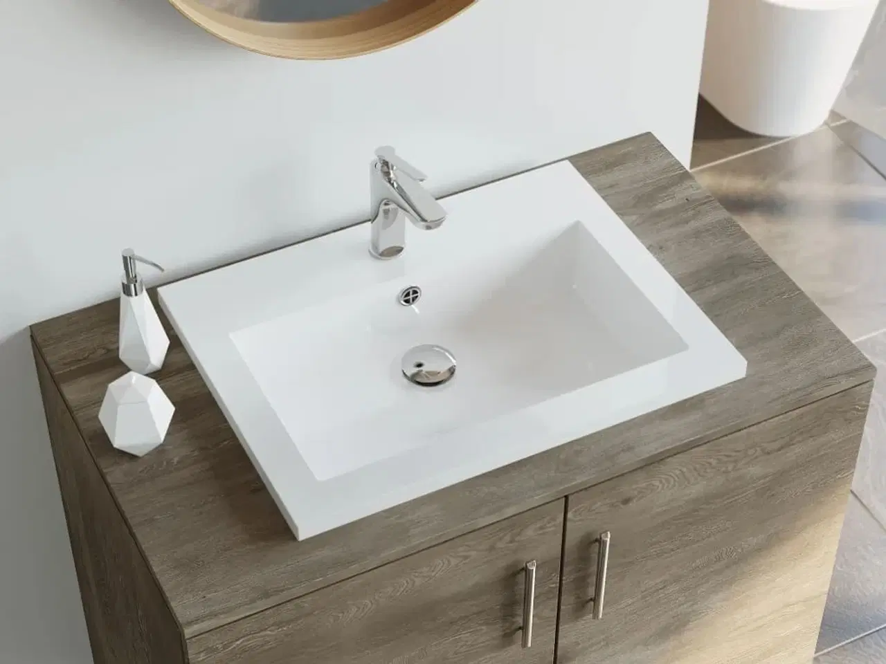 Billede 1 - Håndvask 600x450x120 mm granit hvid