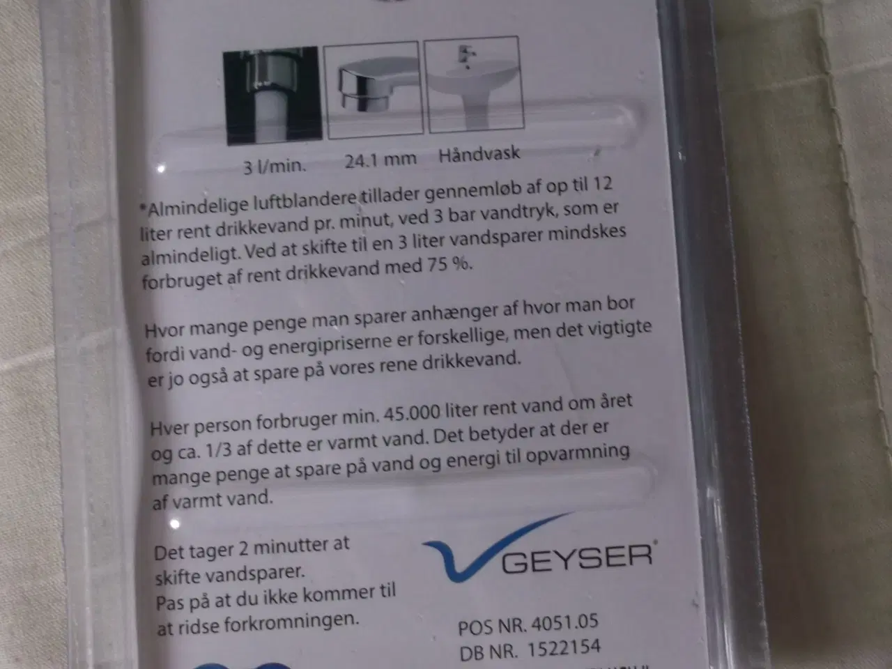 Billede 2 - Geyser vandspare Luftblander ø24,1mm 3l-min