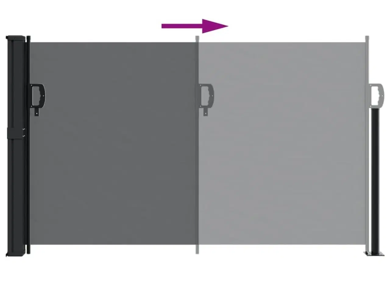 Billede 5 - Sammenrullelig sidemarkise 120 x 600 cm sort