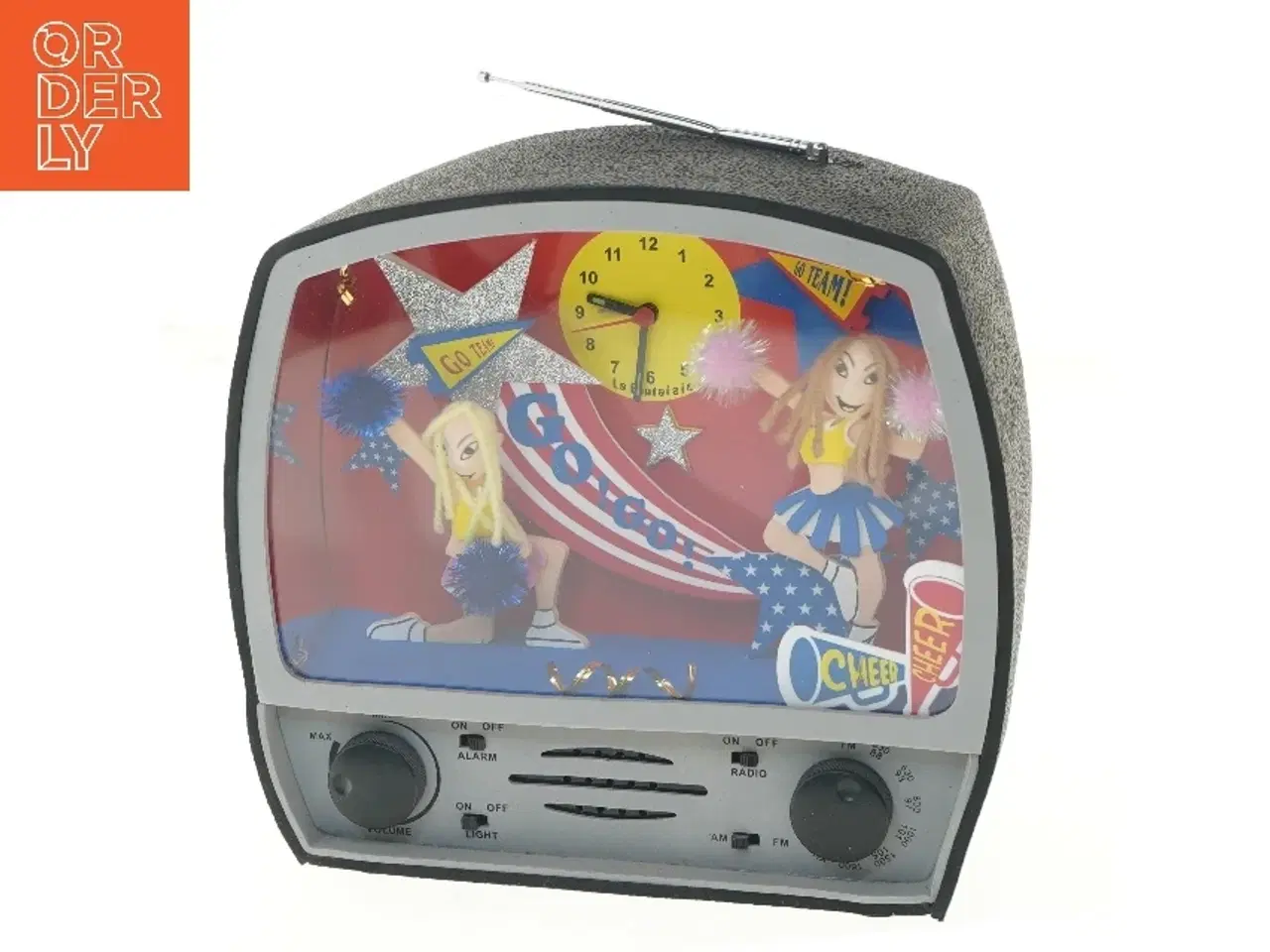 Billede 1 - Vækkeur med radio og cheerleader-motiv (str. 26x24,5 cm)