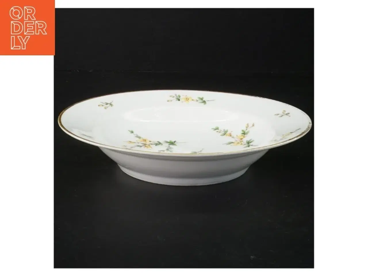 Billede 3 - Porcelænsdybe tallerkener med blomsterdekoration og guldkant (str. 20,5 cm)