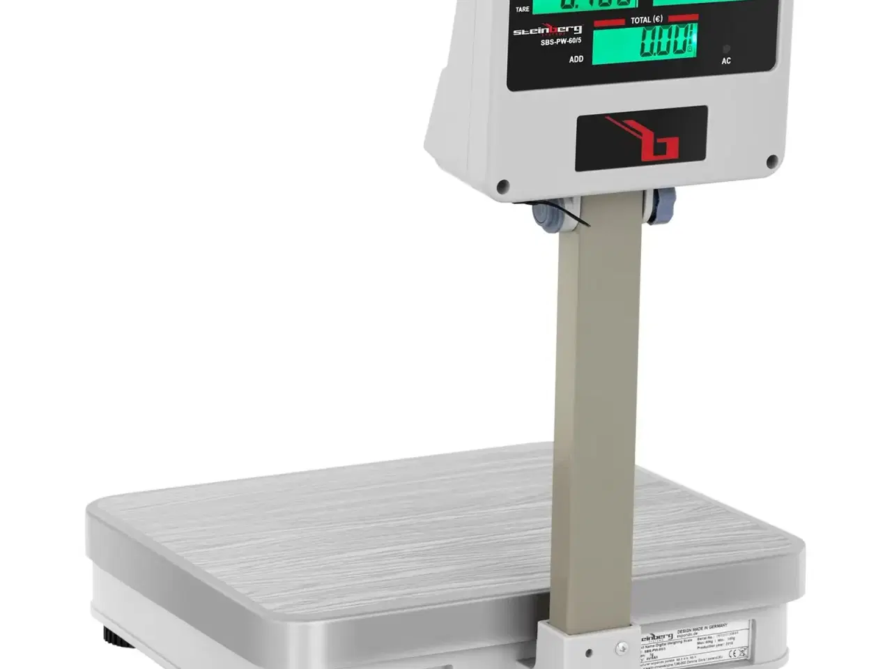 Billede 2 - Butiksvægt – 60 kg / 5 g – hvid – LCD