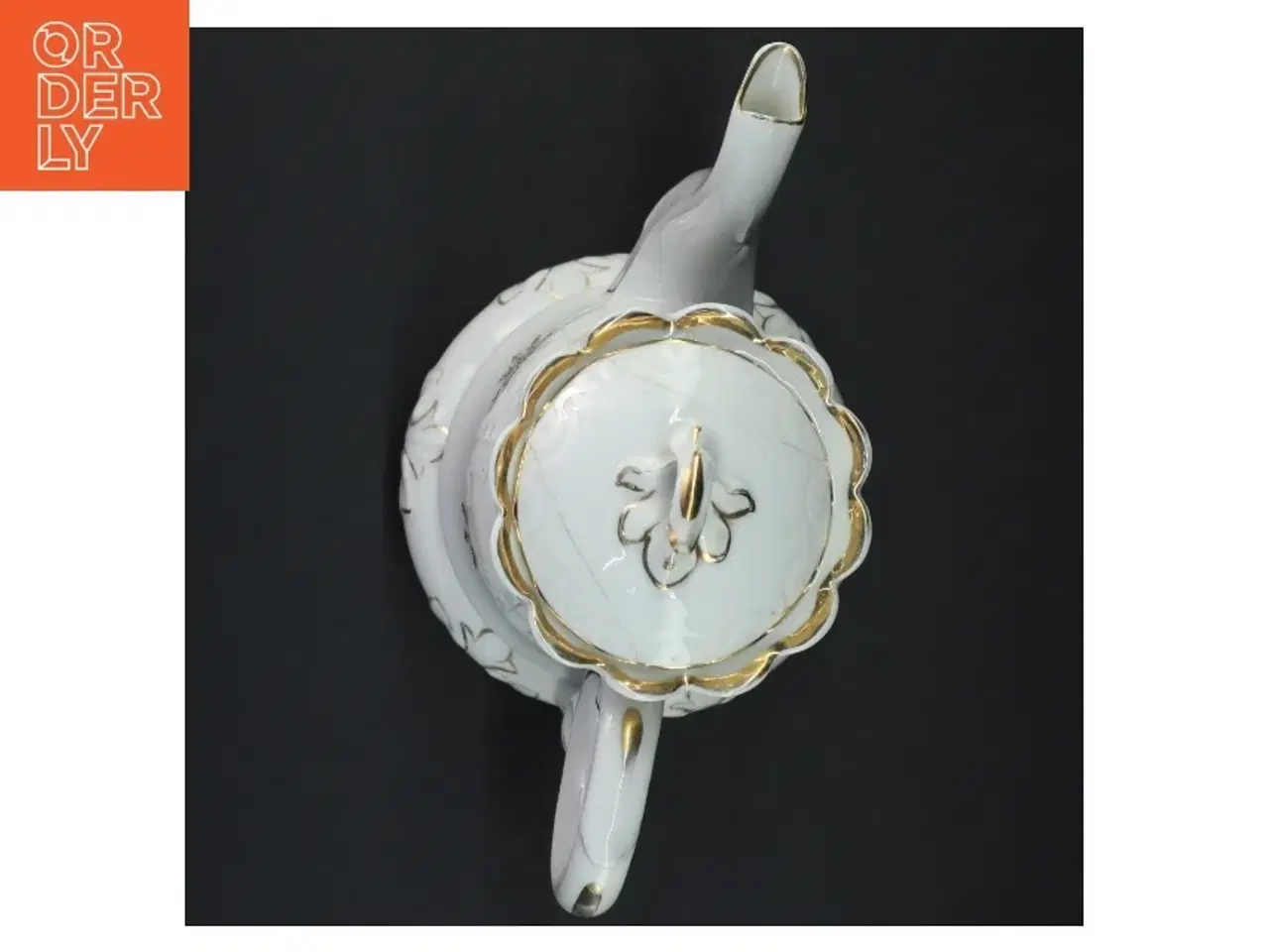Billede 6 - Antik kaffekande i hvidt porcelæn med guld, Bing & Grøndahl (str. 24 x 13 cm)