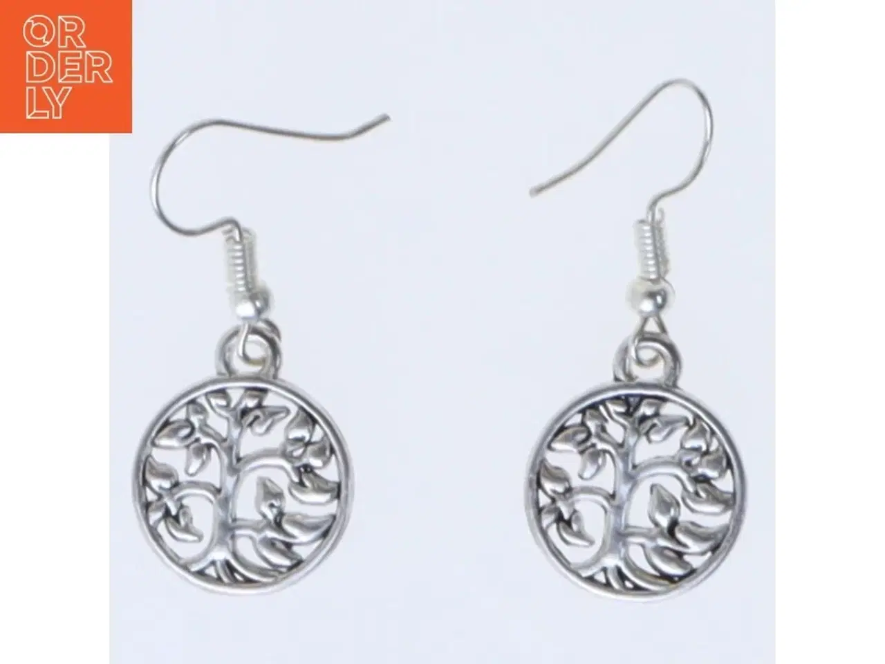 Billede 1 - Runde sølvøreringe med livstræ (str. 3,5 cm)