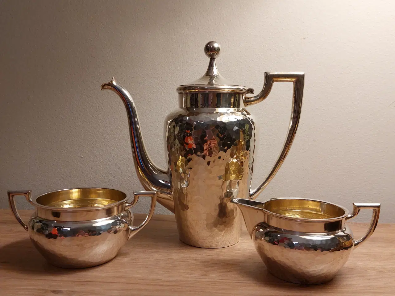 Billede 2 - Kaffekande med sukkerskål og flødekande i sølv