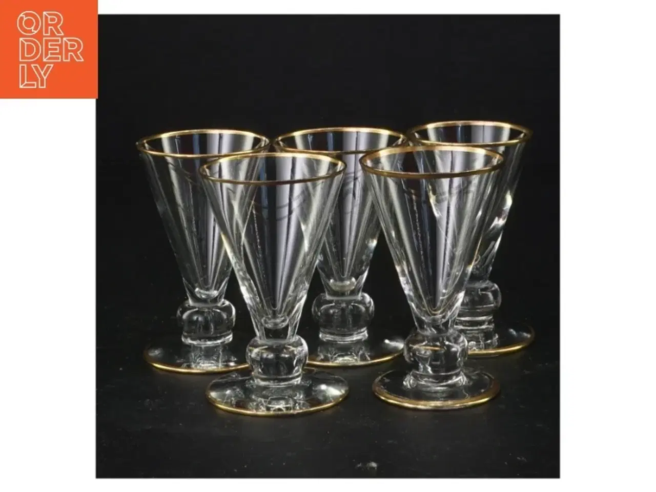 Billede 1 - Vintageglas med guldkant (str. 8 x 5 cm)
