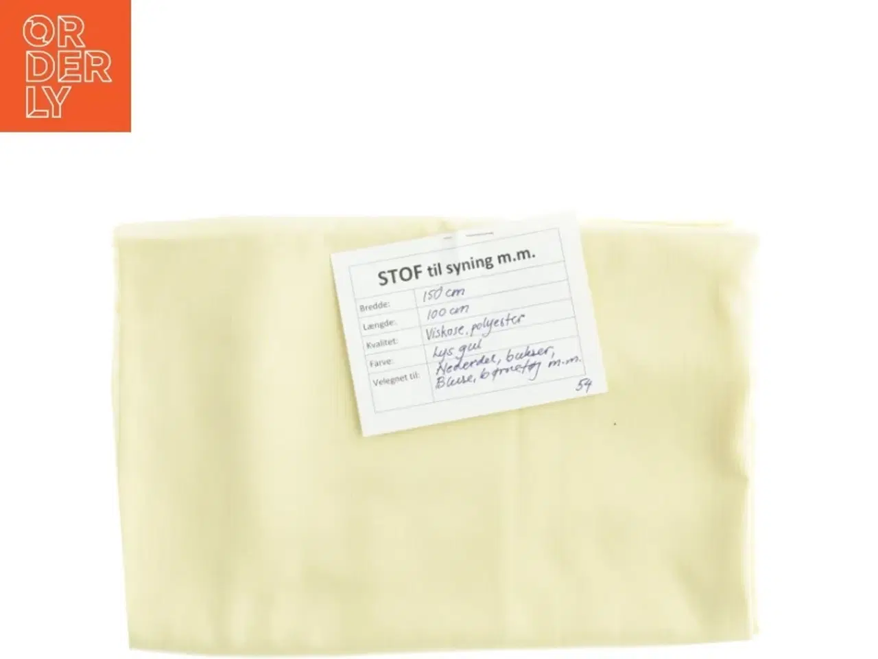 Billede 1 - Stof, lysegul viskose-polyester stof (150 x 100 cm)
