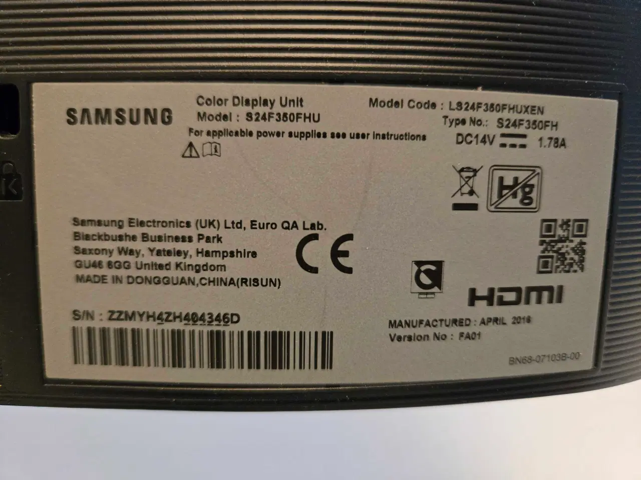 Billede 2 - Samsung S24F350FHU 24 tommer skærm